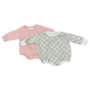 Suedes Way Pink and Cream Checkered Rompers Bodysuits Size 3-6 Months
